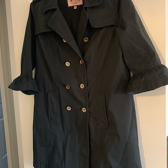 MIDI double breast ruffle raincoat sz Medium - Picture 2 of 4